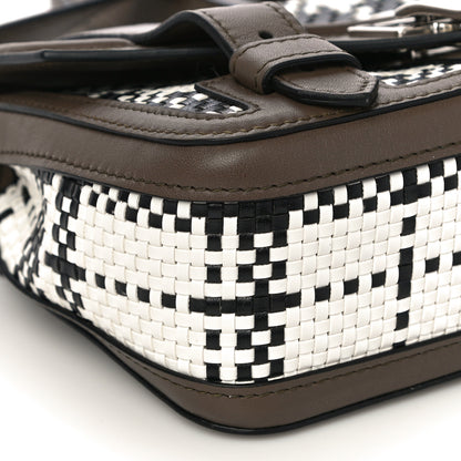 Proenza Schouler Woven Calfskin PS1 Medium Satchel Optical White Black Dark Bay Leaf 7 of 8