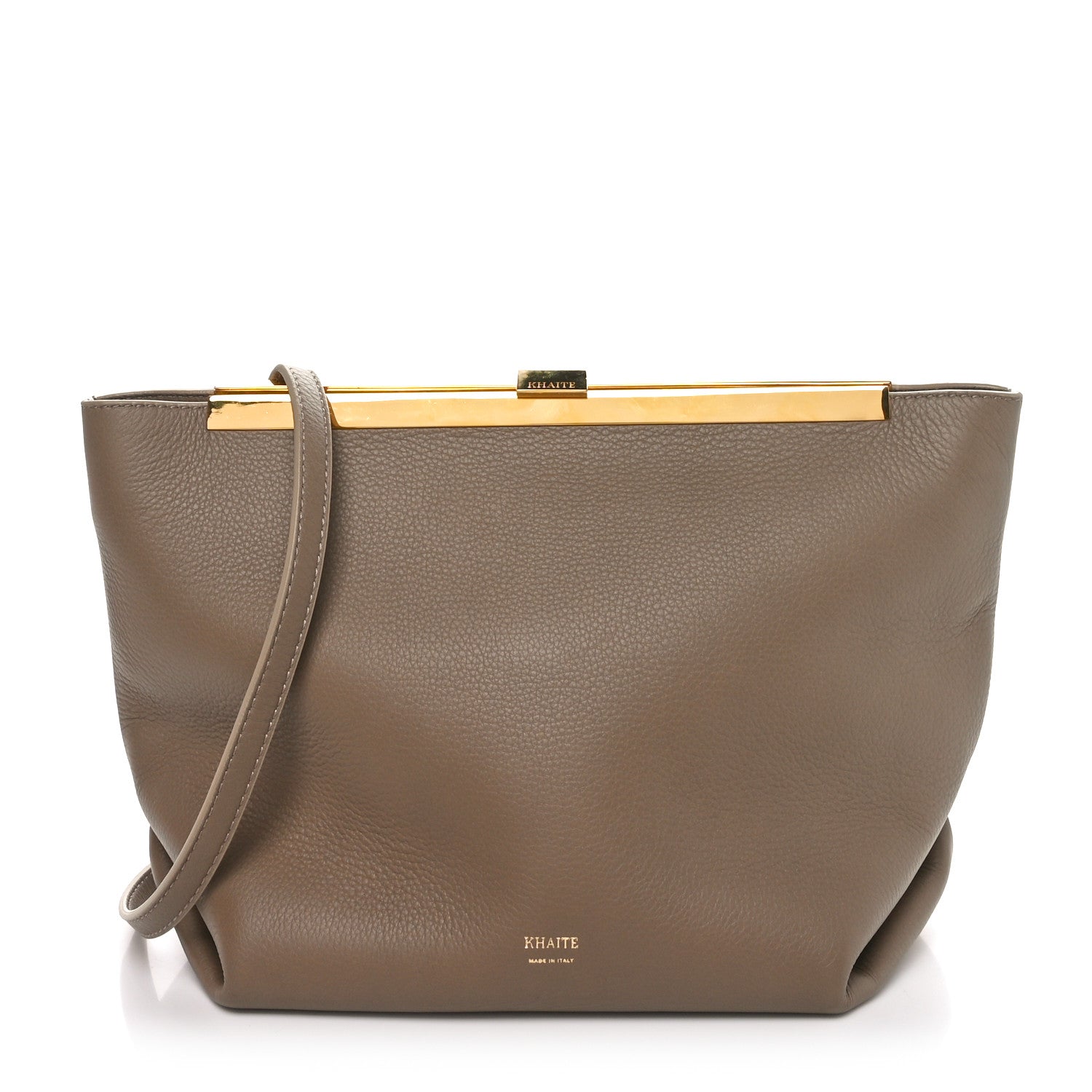 Khaite Pebbled Calfskin Augusta Crossbody Taupe 1 of 9