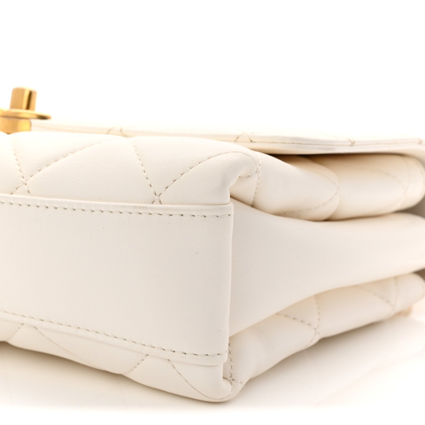 Lambskin Quilted CC Crystal Logo Chain Flap White
