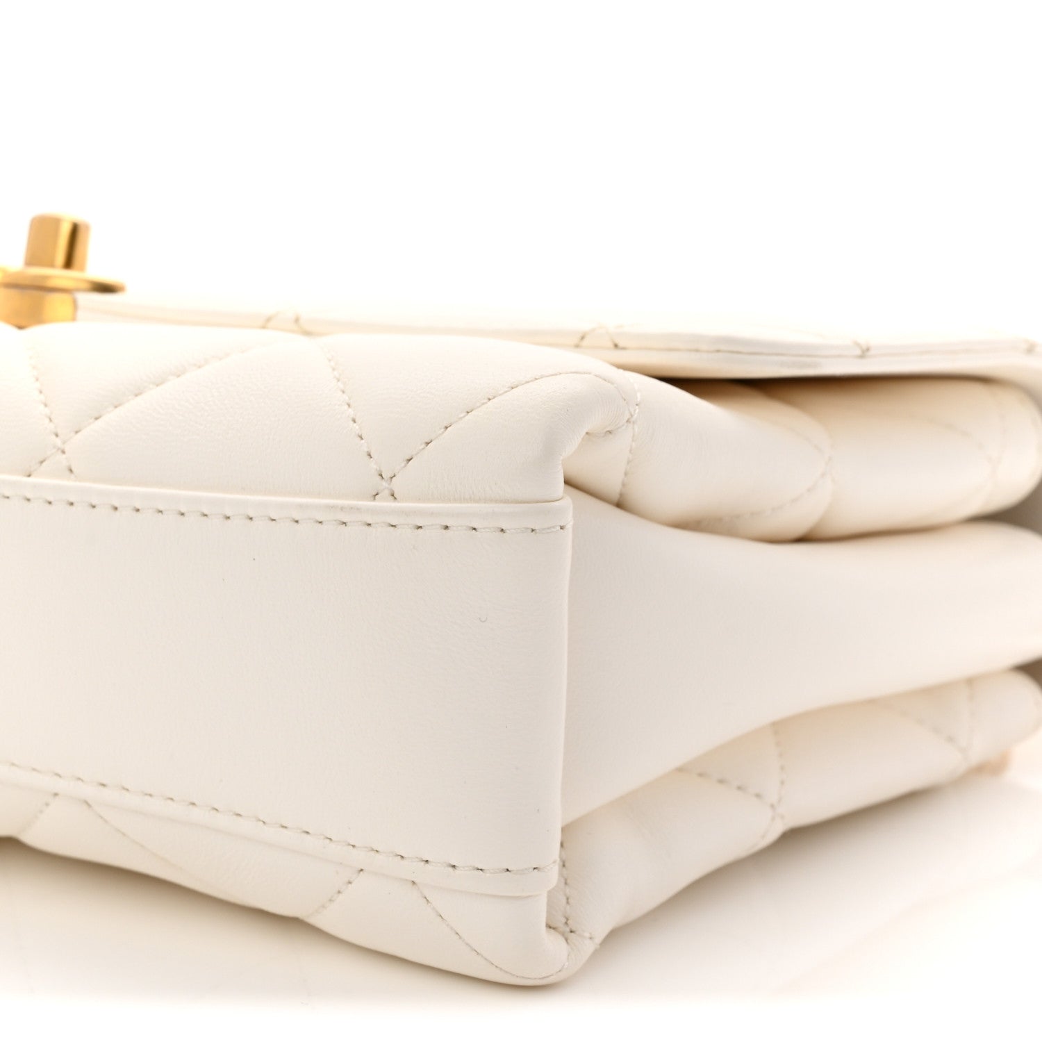 Chanel Lambskin Quilted CC Crystal Logo Chain Flap White 10 of 10