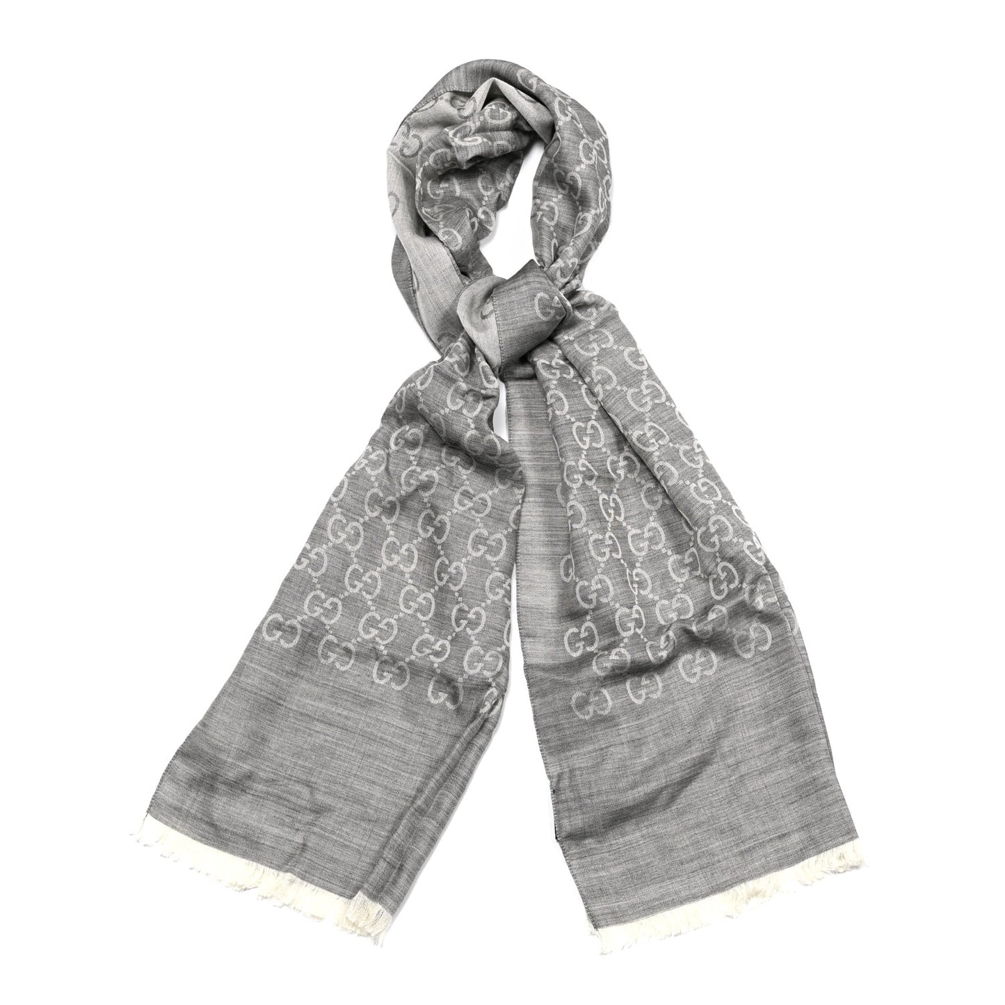 Wool Silk GG Monogram GGNat Scarf Lead