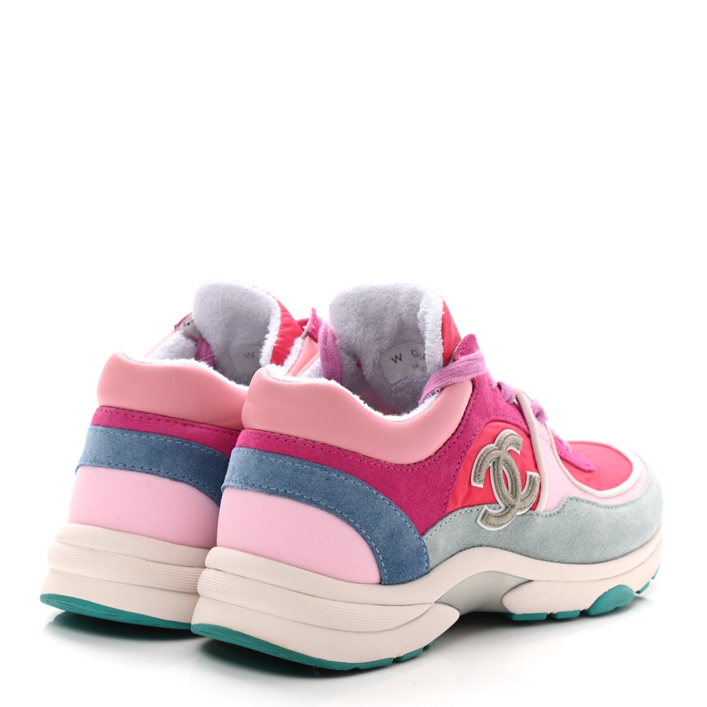 Nylon Calfskin Suede Womens CC Sneakers 36 Fuchsia Pink