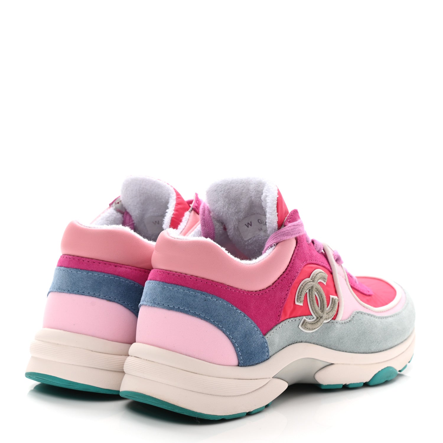 Chanel Nylon Calfskin Suede Womens CC Sneakers 36 Fuchsia Pink 4 of 9
