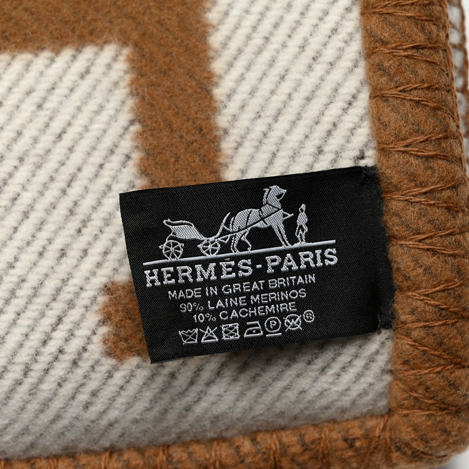 Hermes Wool Cashmere Avalon Blanket Ecru Camel 3 of 3