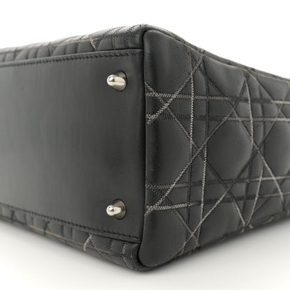 Christian Dior Lambskin Cannage Contrast Stitch Medium Lady Dior Black 10 of 11