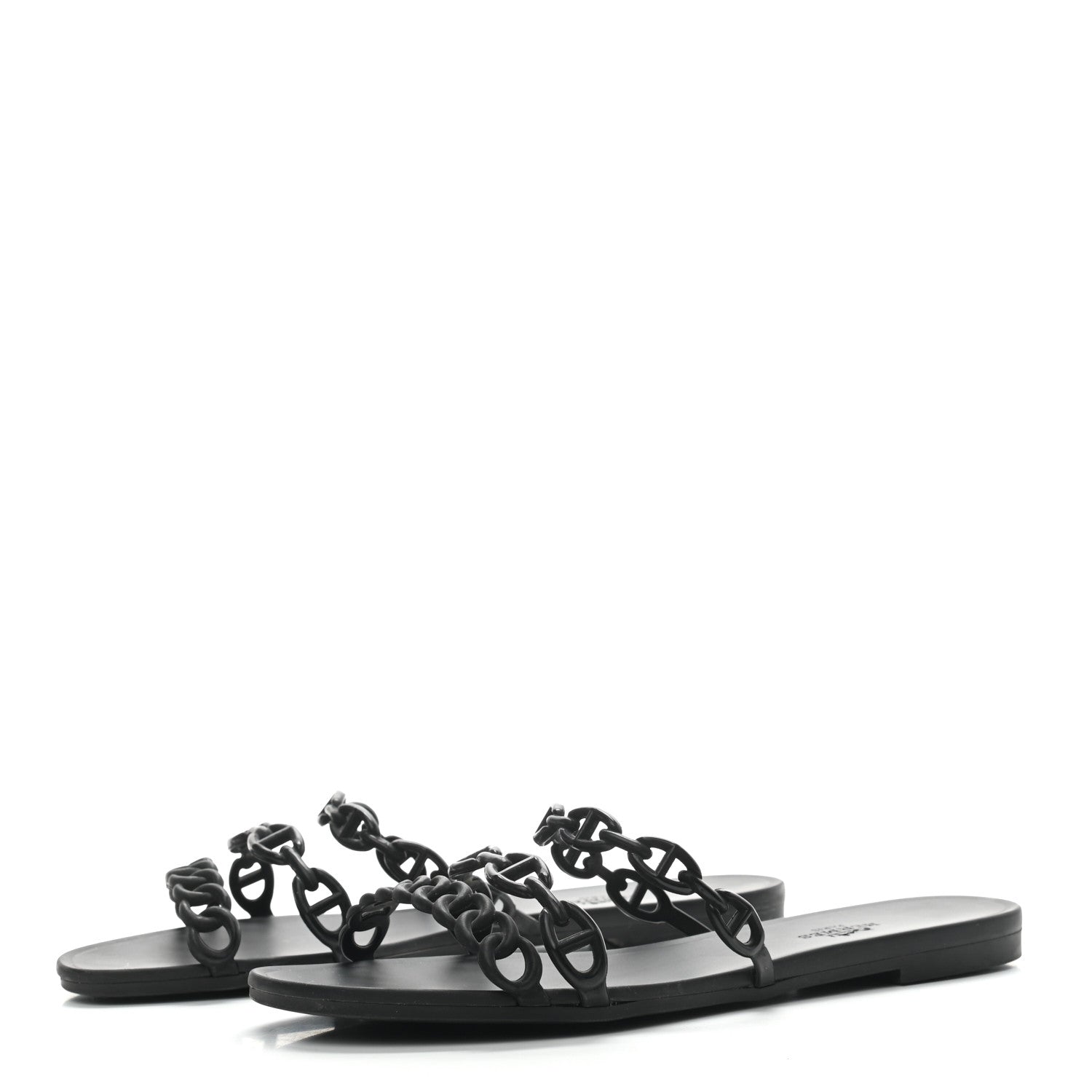 Hermes Rubber Chaine d'Ancre Rivage Sandals 38 Black 3 of 7