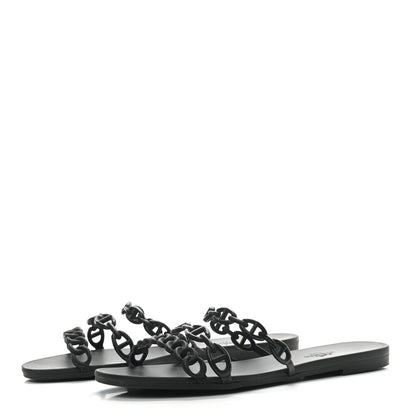 Hermes Rubber Chaine d'Ancre Rivage Sandals 38 Black 3 of 7