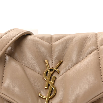 Saint Laurent Lambskin Quilted Toy Loulou Puffer Monogram Chain Satchel Dark Beige 7 of 9