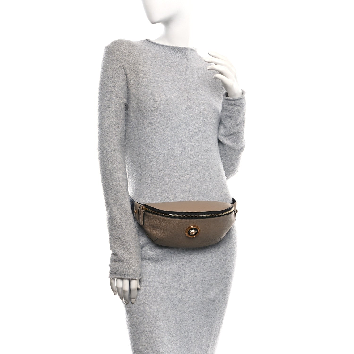 Versace Grained Calfskin Vanitas Medea Belt Bag Taupe 2 of 10