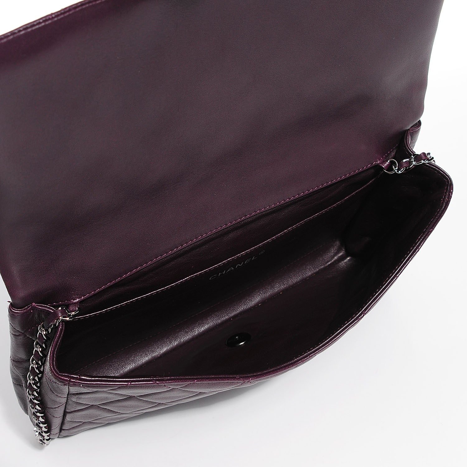 Chanel Lambskin Quilted Clutch With Chain Flap Purple 4 of 7