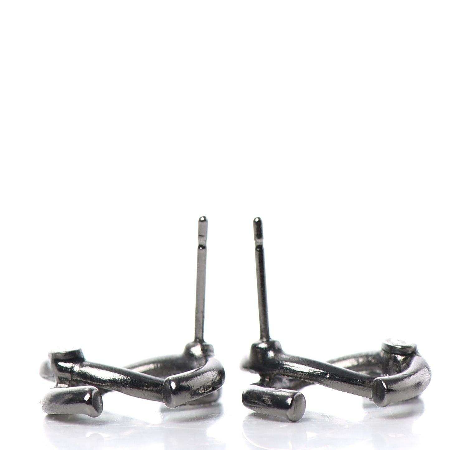 Crystal Baguette CC Earrings Ruthenium