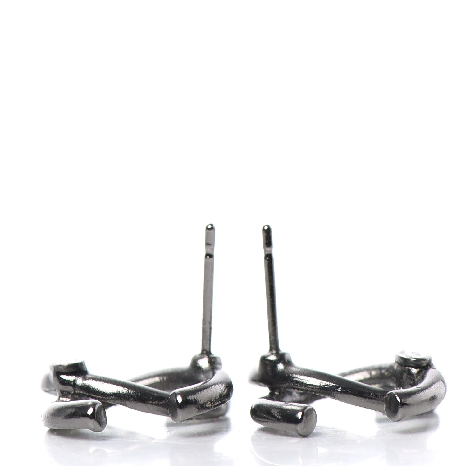 Chanel Crystal Baguette CC Earrings Ruthenium 3 of 4