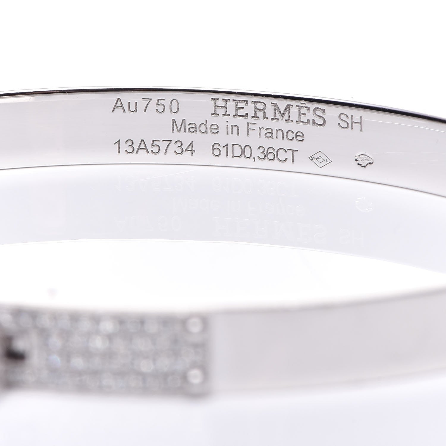 Hermes 18K White Gold Diamond PM Kelly Pave Bracelet SH 4 of 4