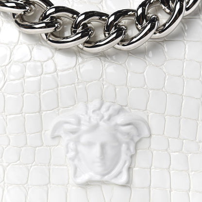 Versace Croc Stamped Patent Palazzo Sultan Shoulder Bag White 10 of 10