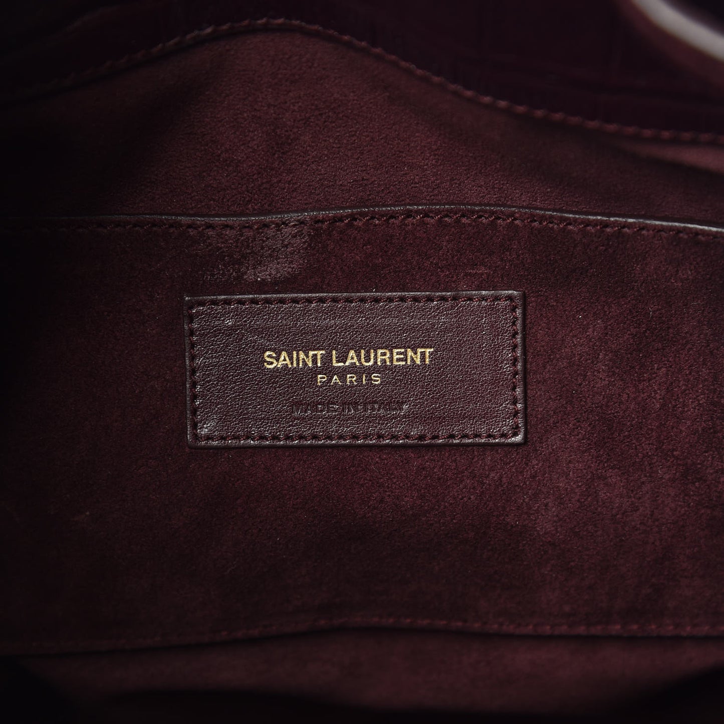 Calfskin Crocodile Embossed Large Emmanuelle Bucket Bag Burgundy