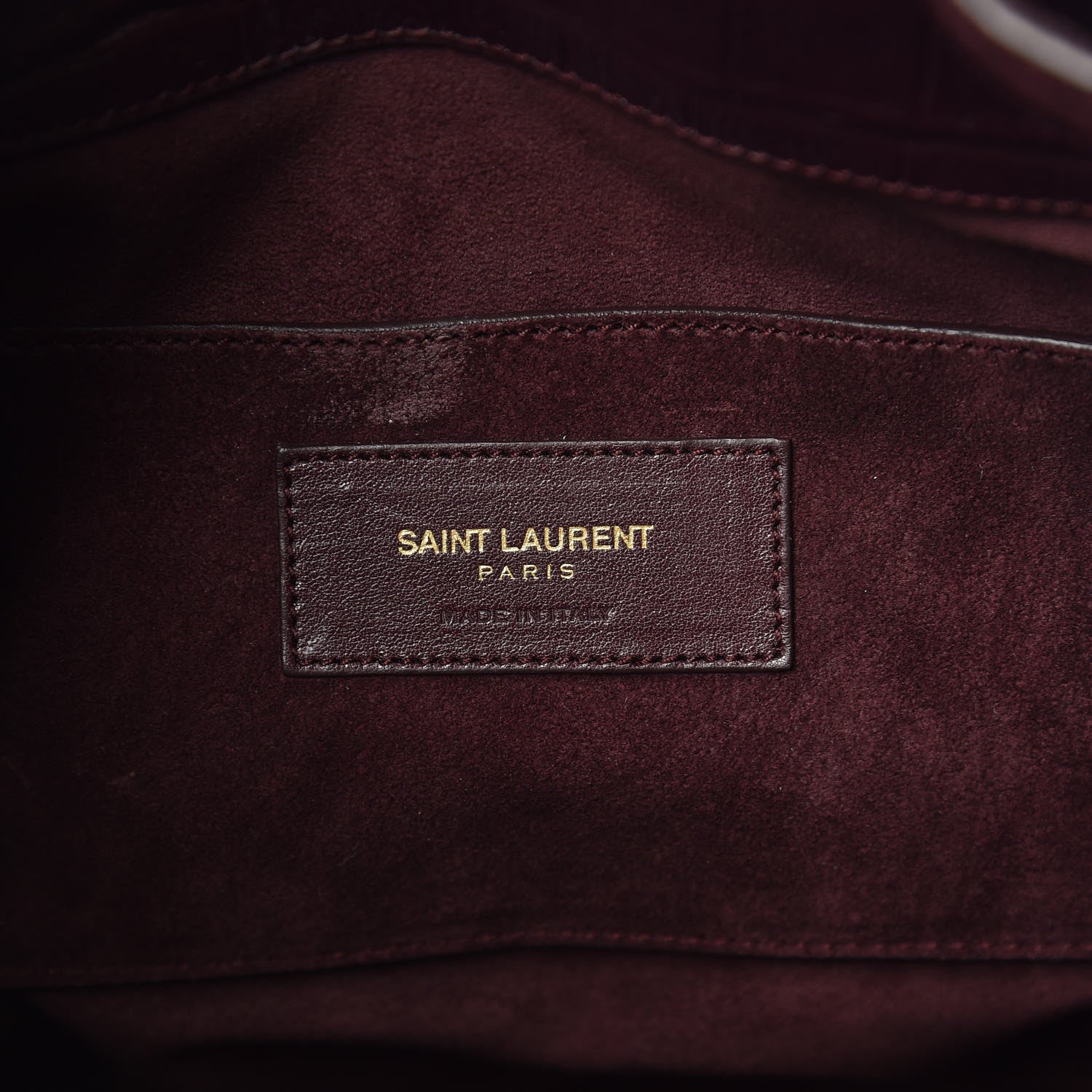 Saint Laurent Calfskin Crocodile Embossed Large Emmanuelle Bucket Bag Burgundy 8 of 9