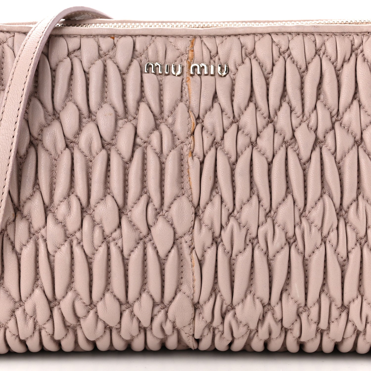 Miu Miu Nappa Matelasse Crystal Crossbody Clutch Cammeo 7 of 13