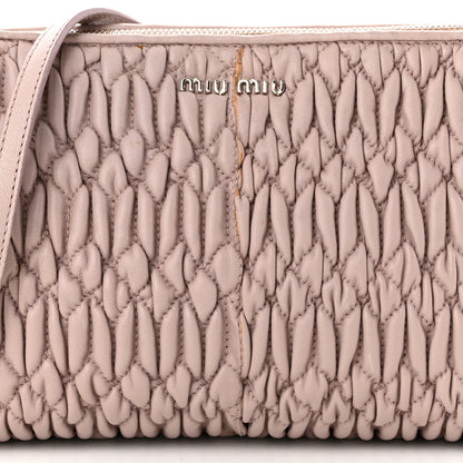 Miu Miu Nappa Matelasse Crystal Crossbody Clutch Cammeo 7 of 13