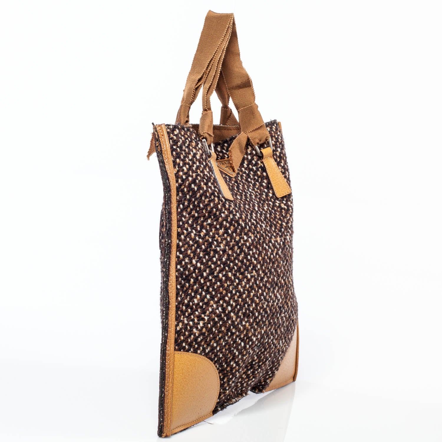 Prada Tweed Leather Tote 4 of 8