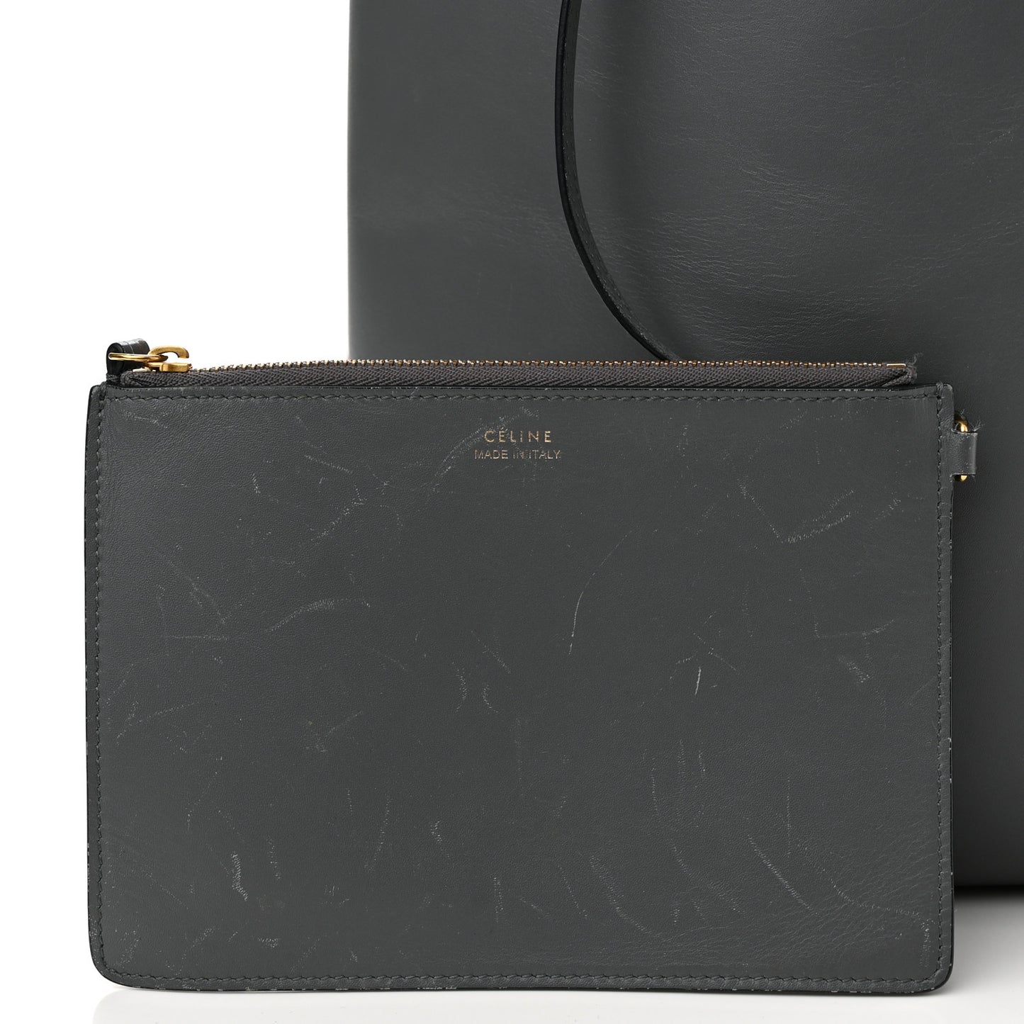 Shiny Smooth Calfskin Small Twisted Cabas Kohl Cloud