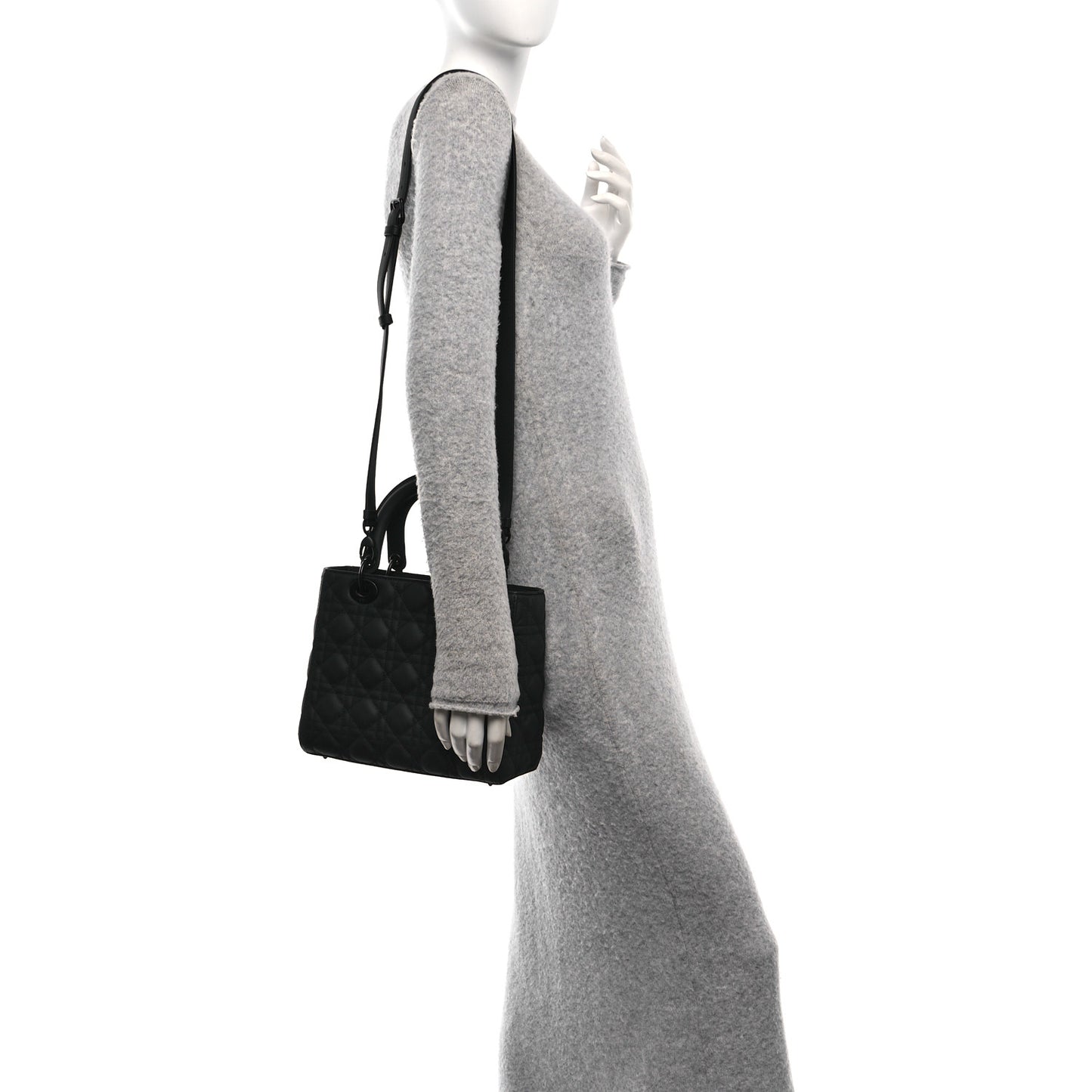 Ultra Matte Calfskin Cannage Medium Lady Dior Black