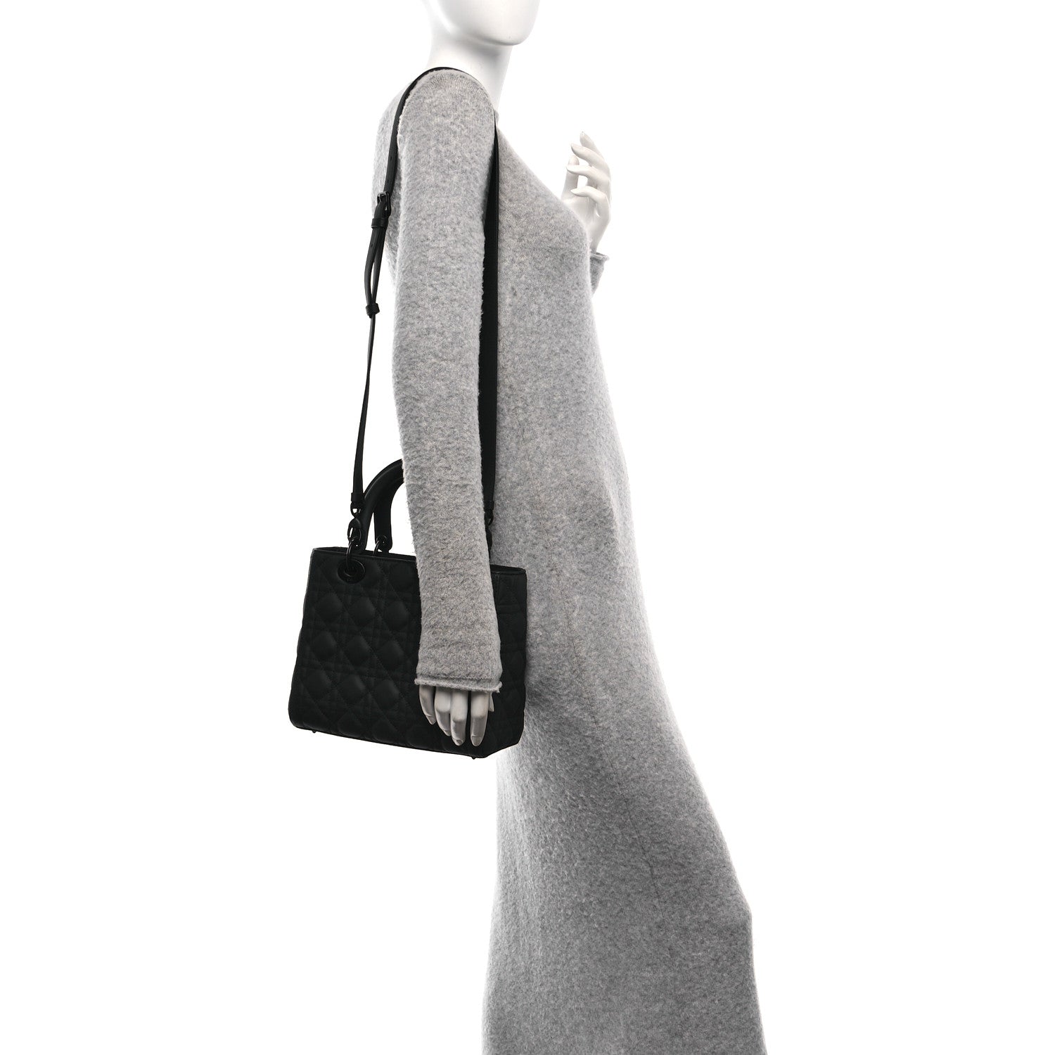 Christian Dior Ultra Matte Calfskin Cannage Medium Lady Dior Black 2 of 10