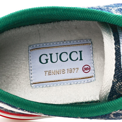 Gucci New Denim GG Monogram Web Womens 1977 Tennis Sneakers 36.5 Blue Tea Mystic White 7 of 8