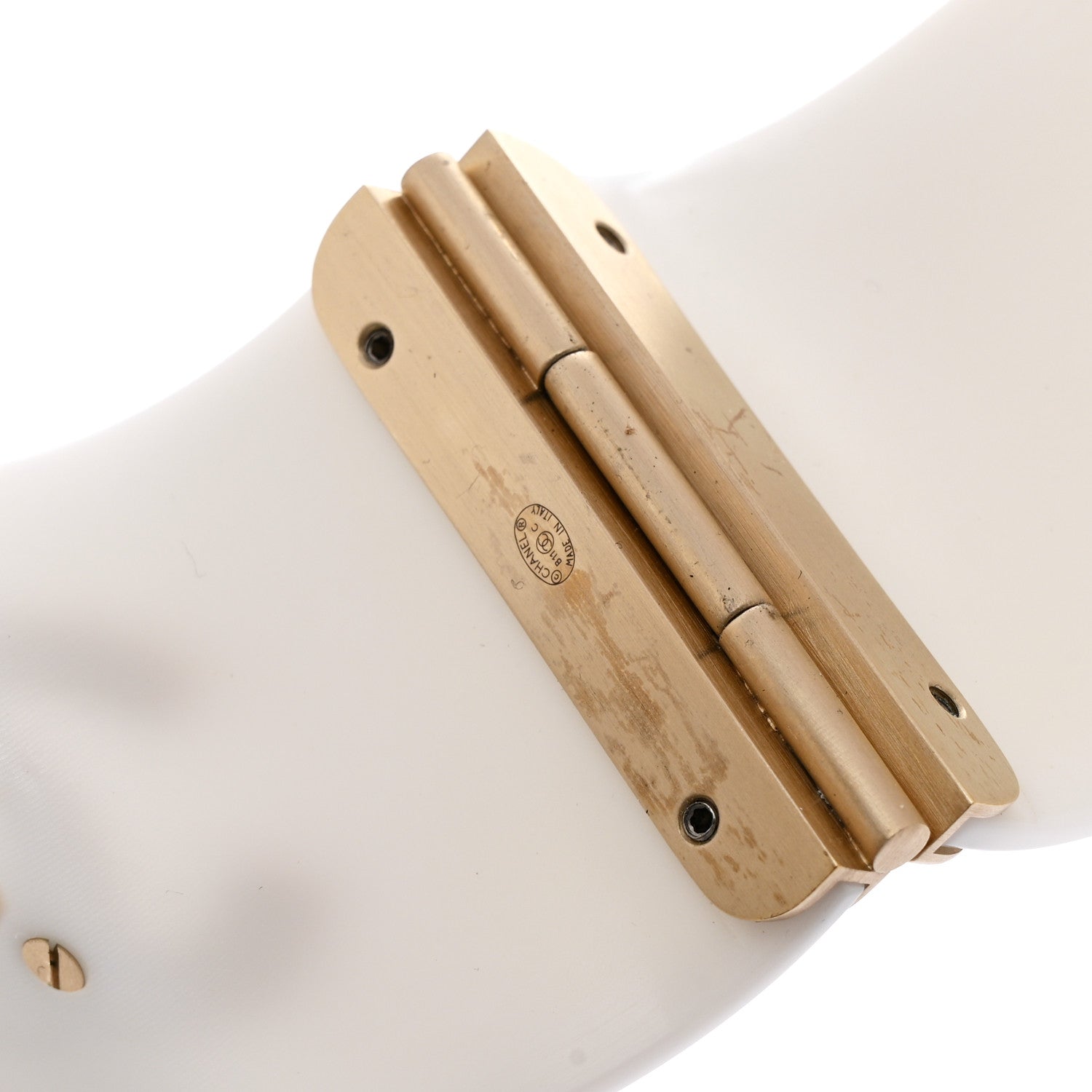 Chanel Resin Gingham CC Cuff White Pink 4 of 5