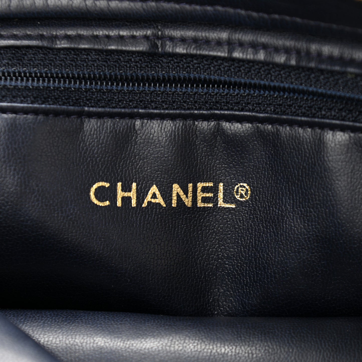 Lambskin Quilted Tote Navy