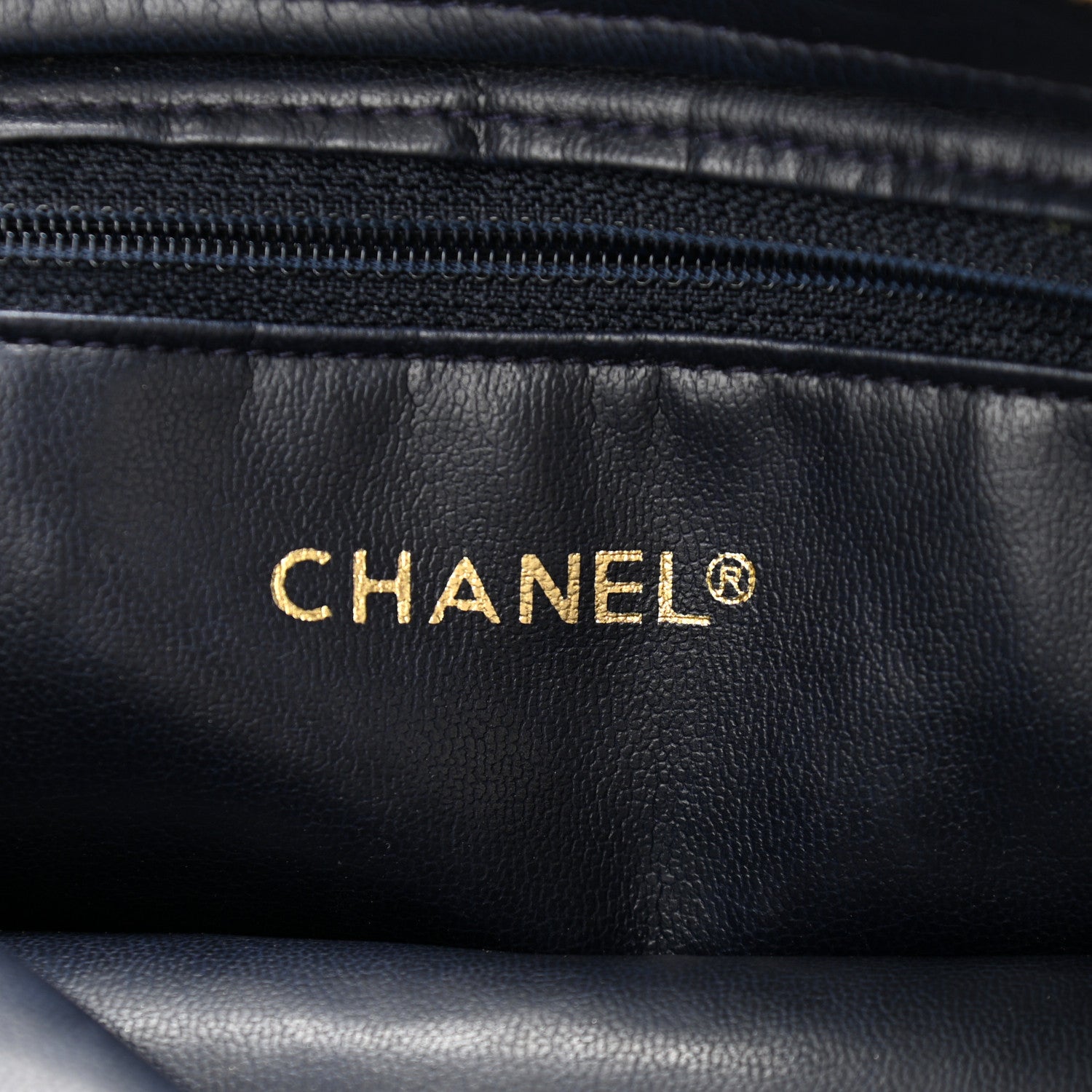 Chanel Lambskin Quilted Tote Navy 6 of 10