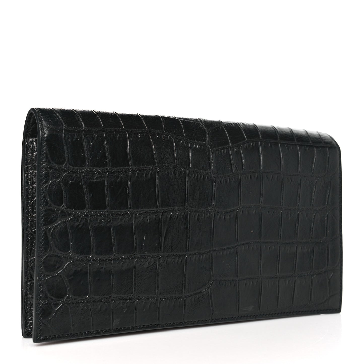 Calfskin Crocodile Embossed Classic Kate Monogram Clutch Black