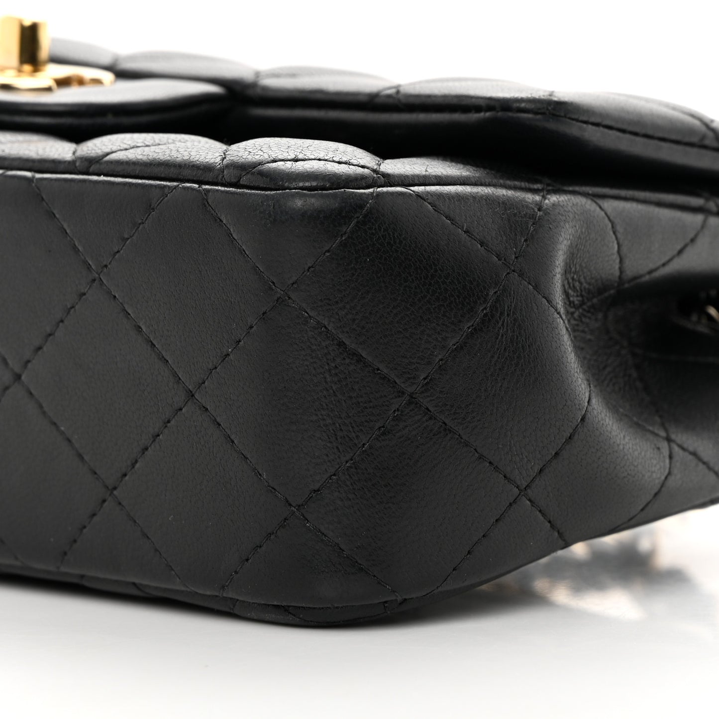 Lambskin Quilted Mini Rectangular Flap Black