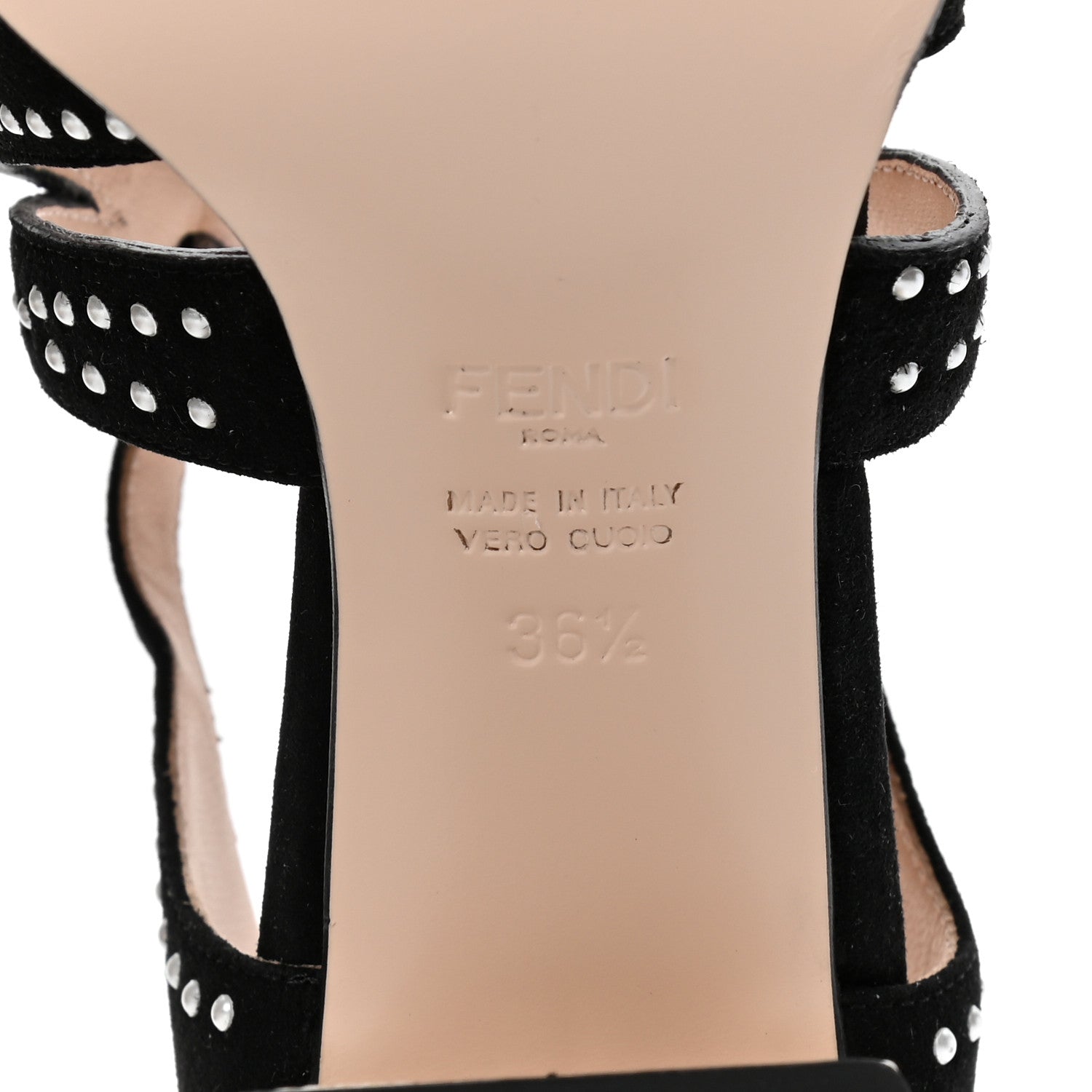 Fendi Suede Faux Lizard Pearl Embellished 36.5 Black 7 of 9