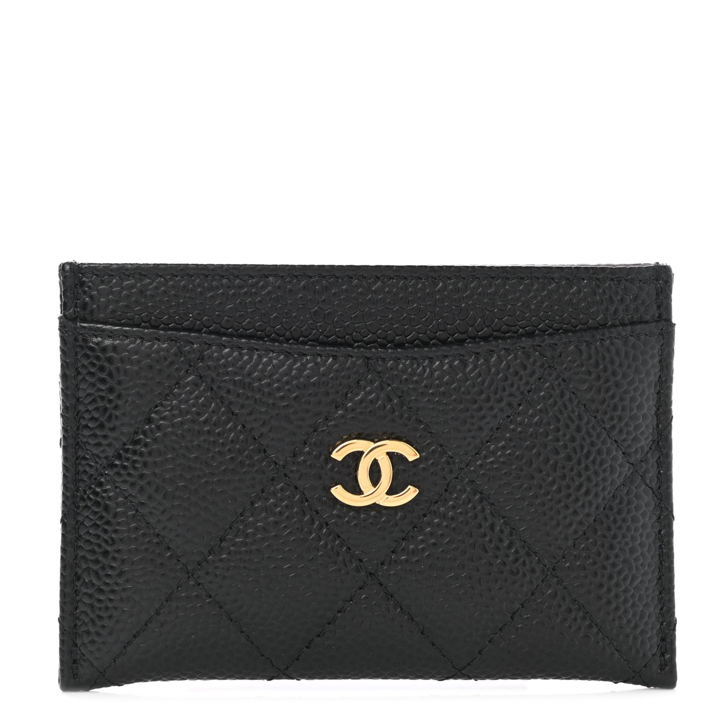Caviar Quilted Card Holder Black