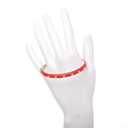 Tiffany Sterling Silver Enamel Heart Bangle Bracelet Red 2 of 4