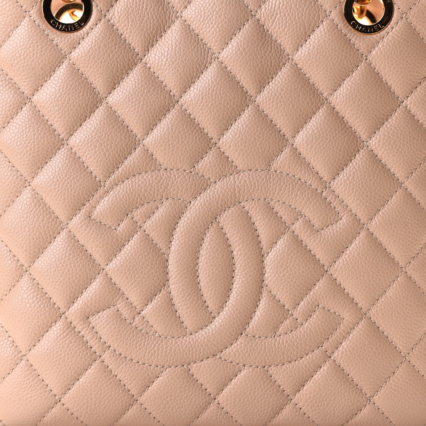 Caviar Quilted Petit Shopping Tote PST Light Beige