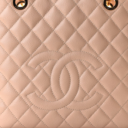 Chanel Caviar Quilted Petit Shopping Tote PST Light Beige 7 of 10