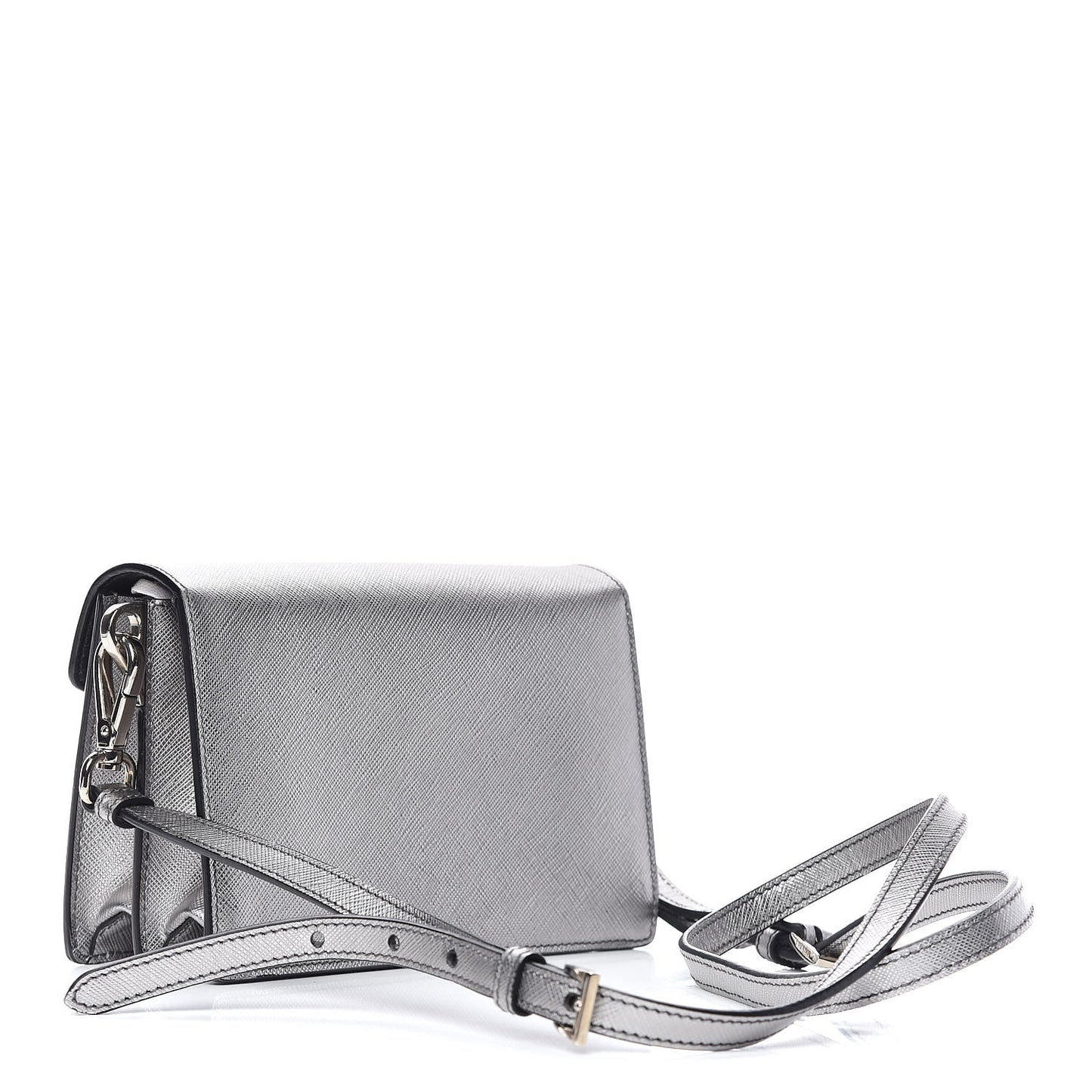 Metallic Saffiano Lux Sound Crossbody Bag Cromo