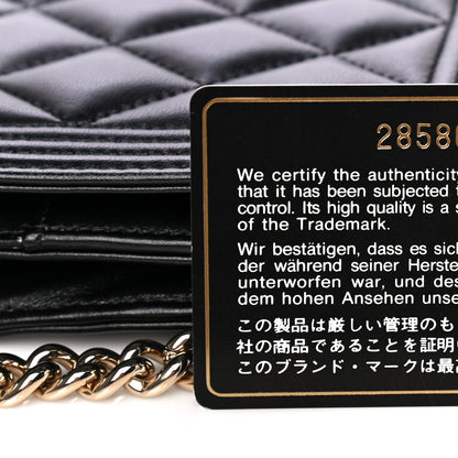 Chanel Lambskin Quilted Boy Wallet On Chain WOC Black 6 of 9