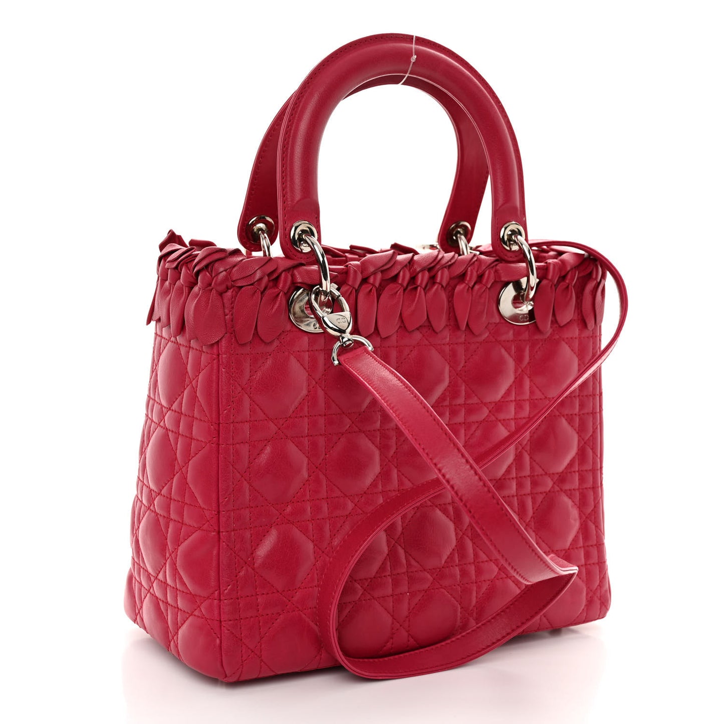 Lambskin Cannage Bow Medium Lady Dior Fuchsia