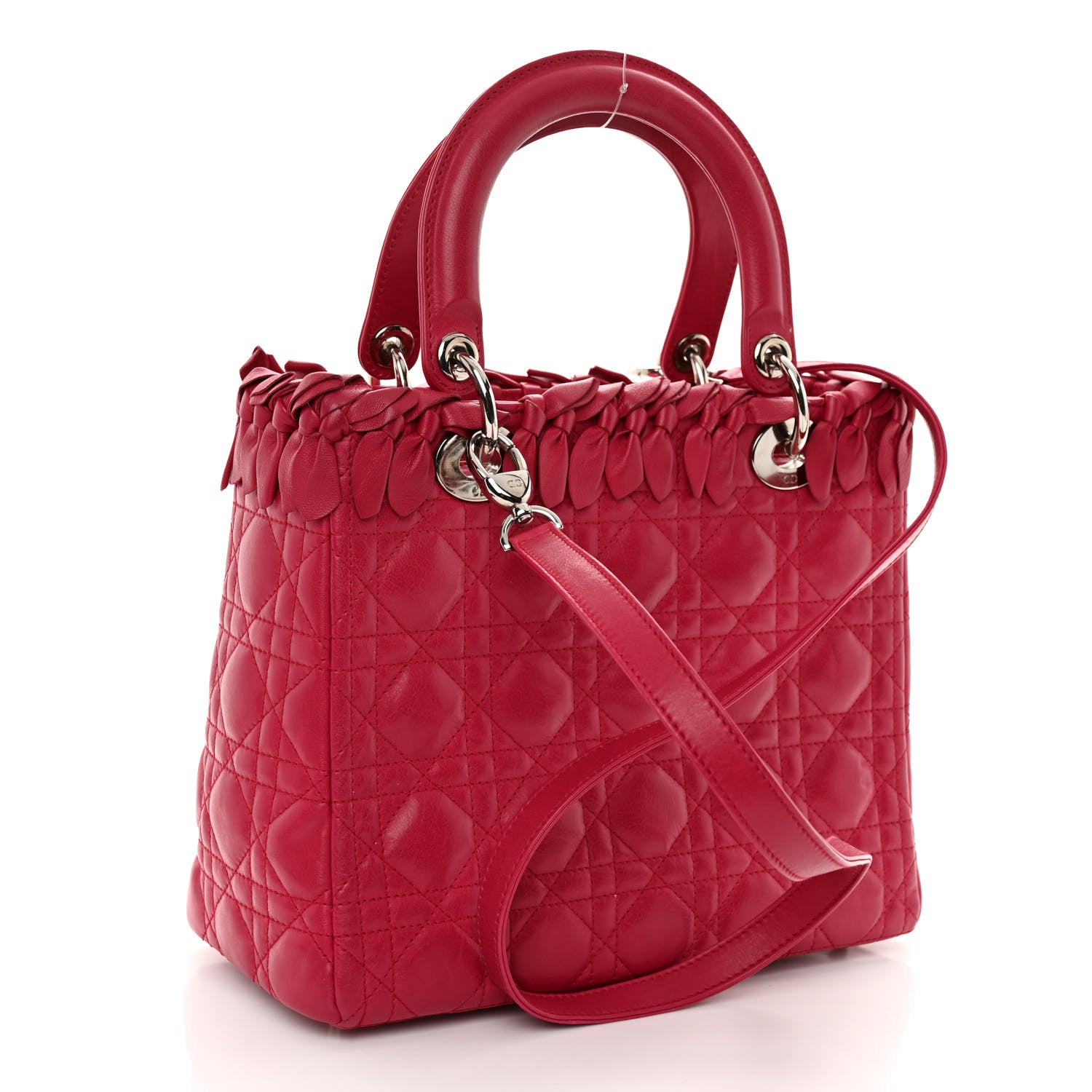 Christian Dior Lambskin Cannage Bow Medium Lady Dior Fuchsia 3 of 10