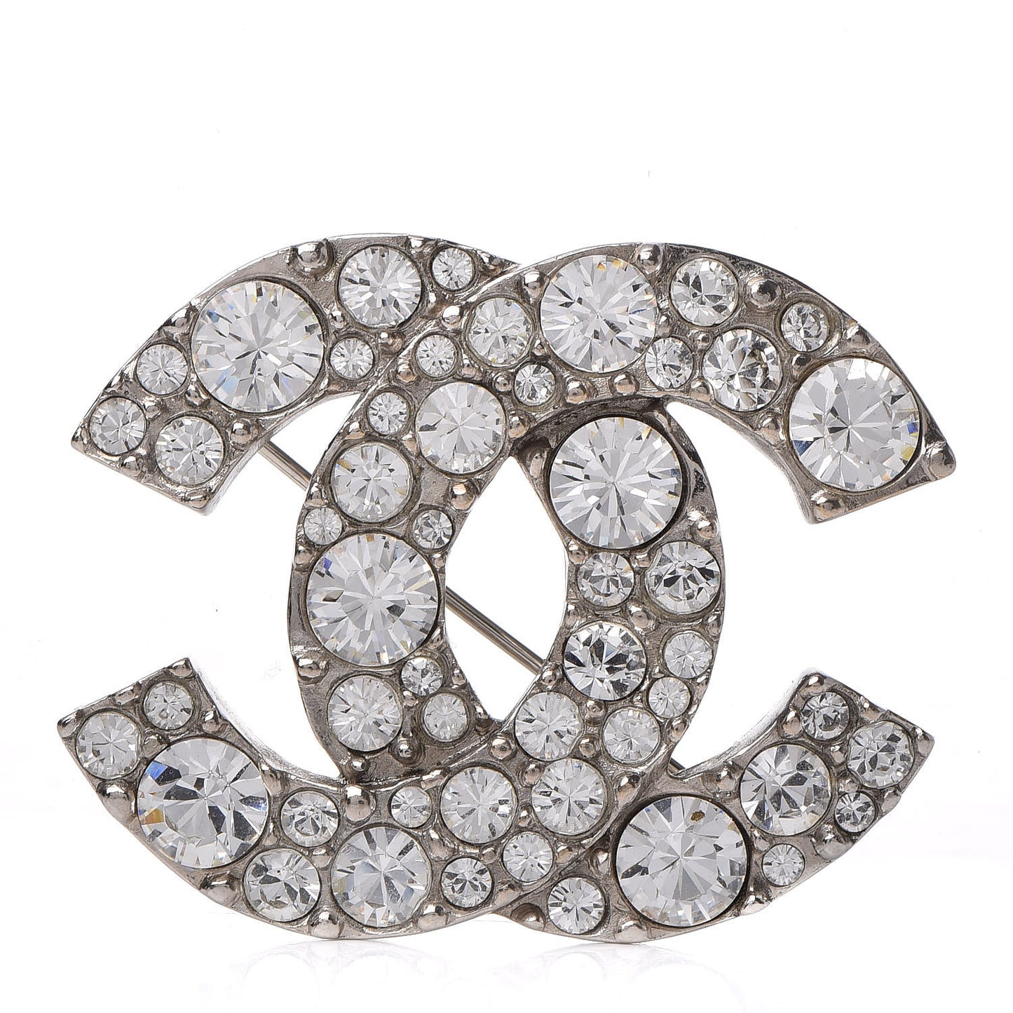 Crystal Large CC Brooch Silver