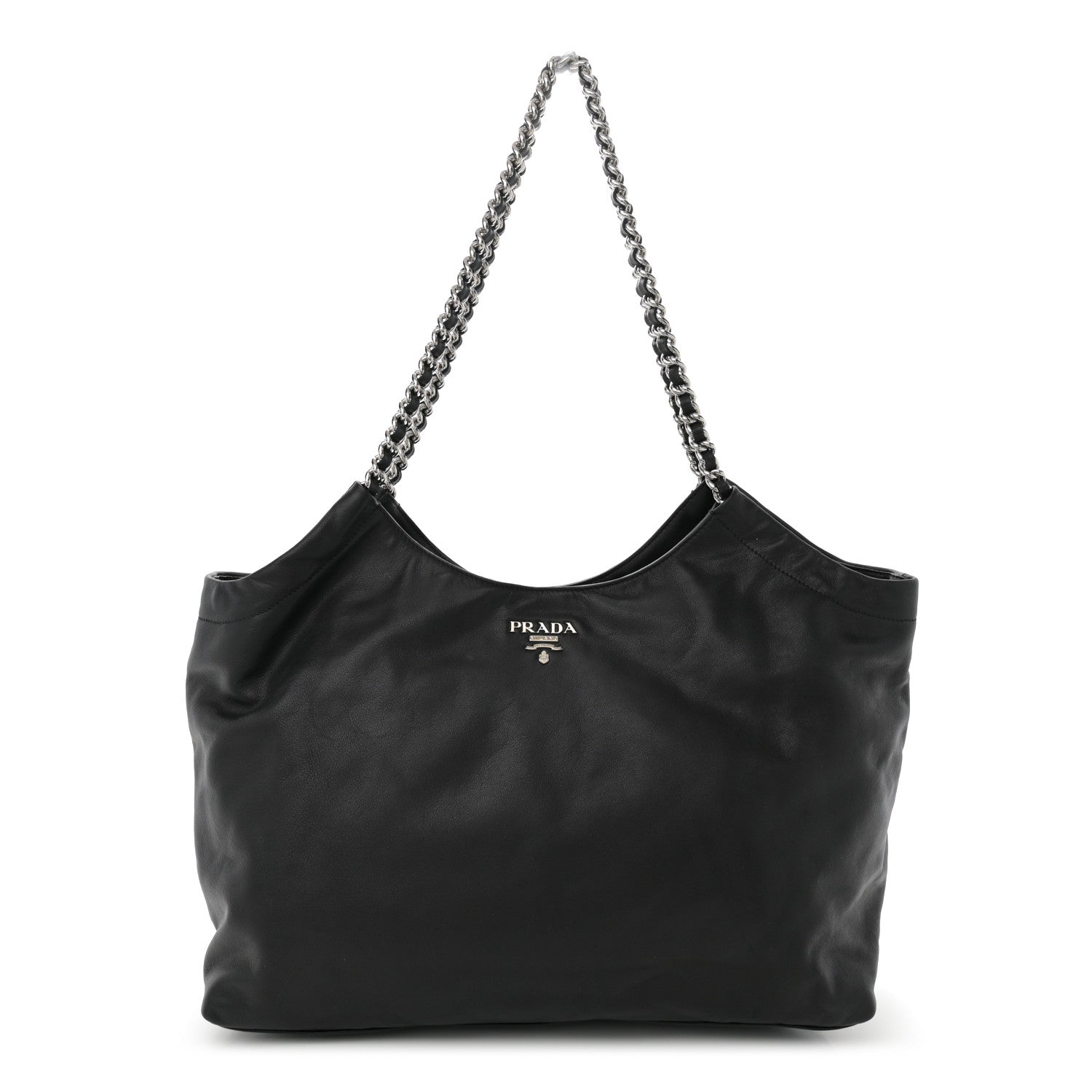 Prada Soft Calf Chain Tote Black 1 of 10