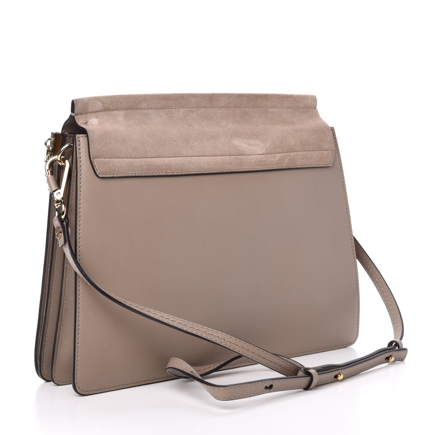 Calfskin Suede Medium Faye Shoulder Bag Motty Grey