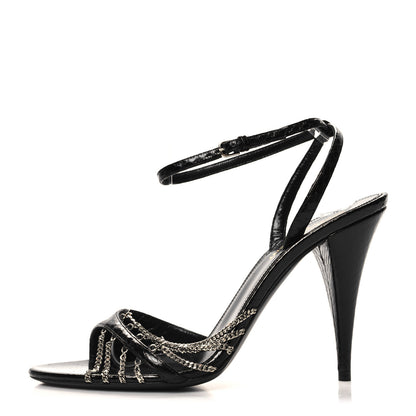 Saint Laurent Calfskin Chain Cristal Sandals 38 Black 1 of 7