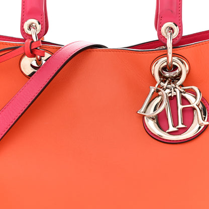Christian Dior Smooth Calfskin Medium Tri-Color Diorissimo Tote Orange Fuchsia Red 8 of 16