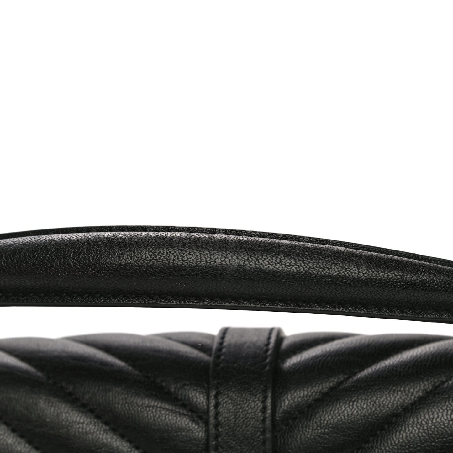 Sheepskin Matelasse Chevron Monogram Medium College Bag Black