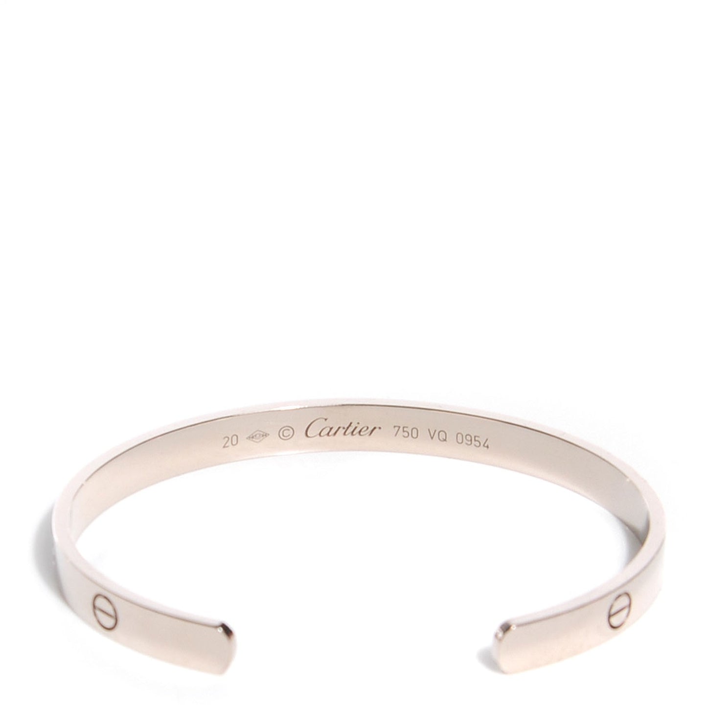 18K White Gold LOVE Cuff Bracelet 20