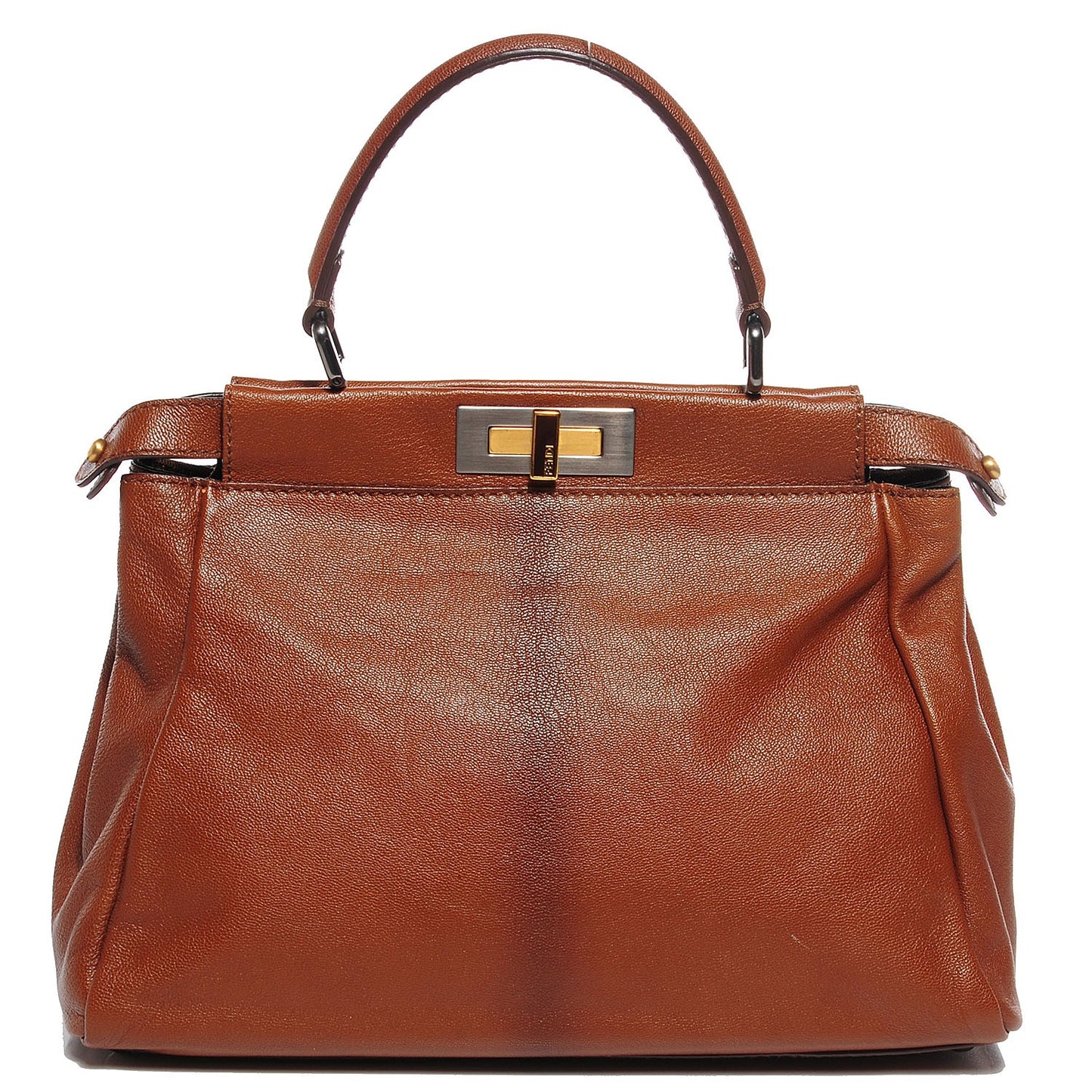 Goatskin Zucca Medium Peekaboo Iconic Satchel Cuoio Tobacco Moro