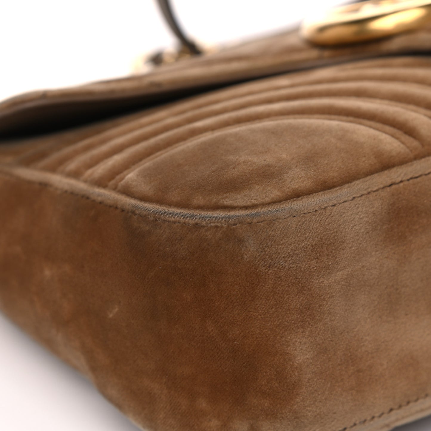 Velvet Matelasse Medium GG Marmont Shoulder Bag Taupe